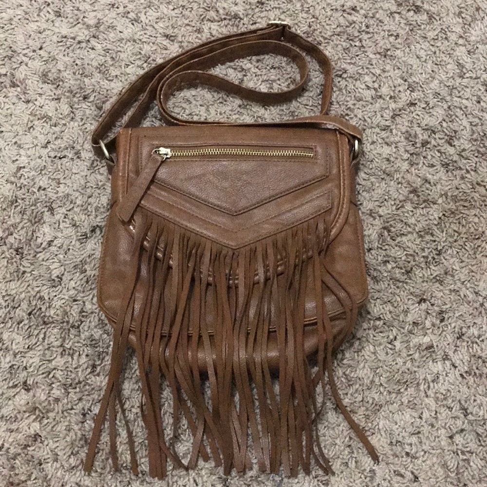 Brown fringe crossbody purse